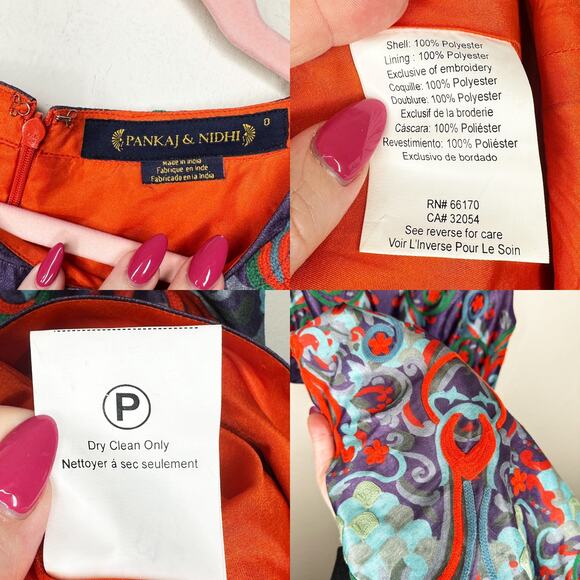 Anthropologie Pankaj & Nidhi Octave Floral Embroidered Applique Mini Dress 0 - Picture 12 of 15